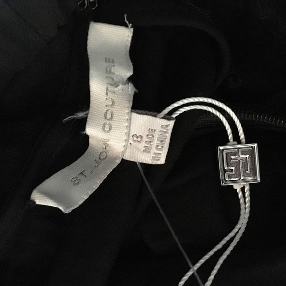 St. John couture black sleeveless dress w/plunge neckline - Picture 12 of 14